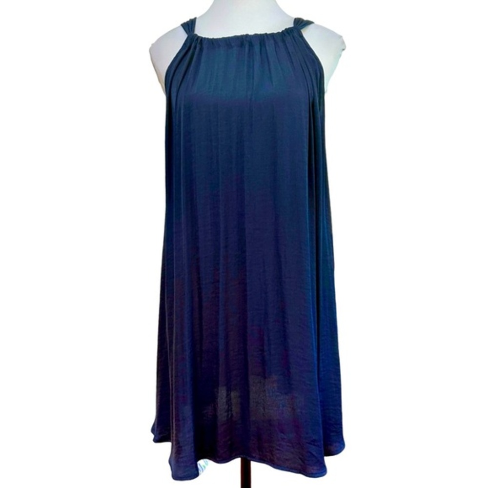 Banana Republic Navy Halter Swing Mini Dress Silky Flowy Size S NWT